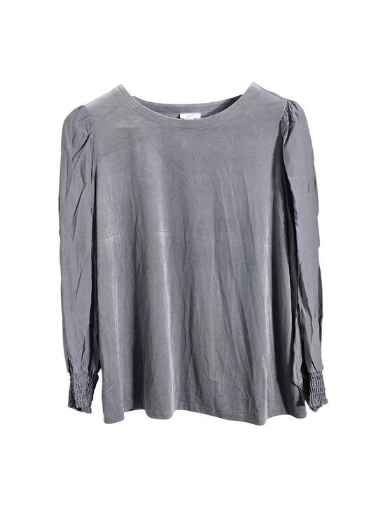 J. Jill Tops - J Jill XL Gray Media Blouse Puff Sleeve Smocked